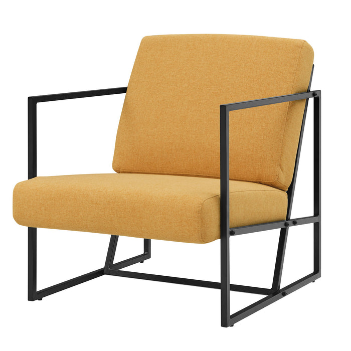 Modern Upholstered Chair With Metal Frame - Mustard