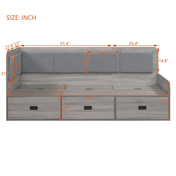 Daybed With Three Drawers And Three Storage Compartments