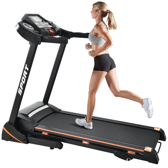 Folding Electric 3.5Hp Treadmill With Incline Medium Running Machine Motorised LCD Gym 330Lbs Folding Treadmill Electric Motorized Power 14.8Km / H Running Fitness Machine Gym - Black