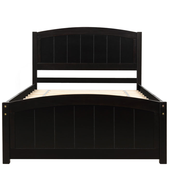 Platform Bed With Headboard, Footboard And Wood Slat Support - Wood