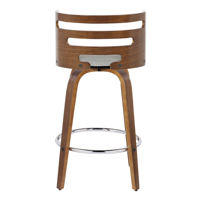 Cosini - Mid Century Modern Fixed Height Barstool With Swivel With Round Footrest (Set of 2)