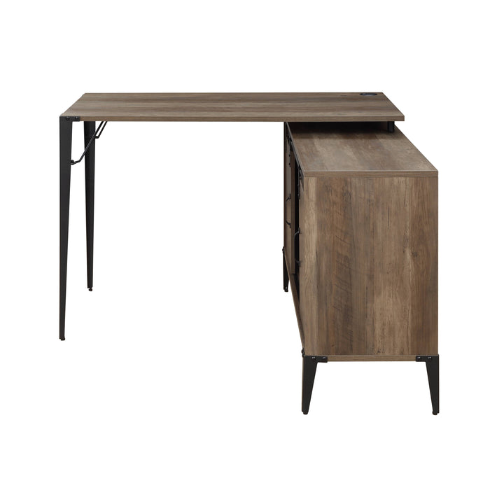 Zakwani - Writing Desk With USB Port - Rustic Oak / Black