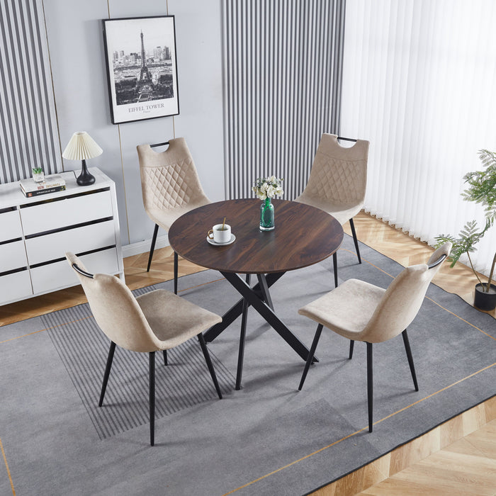 Mid-Century Dining Table For 4 - 6 People With Round MDF Table Top, Pedestal Dining Table, End Table Leisure Coffee Table, Cross Leg