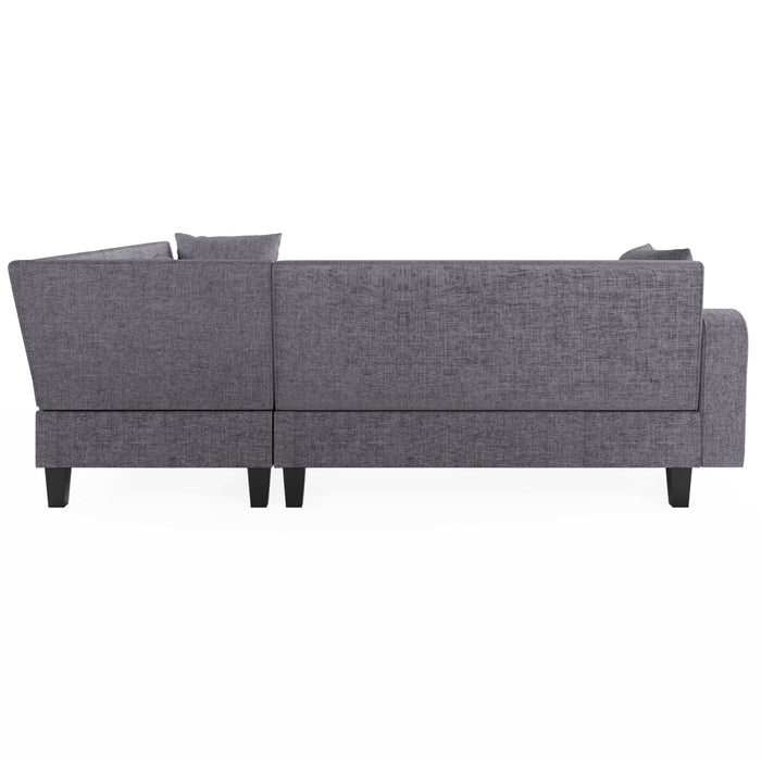 Modern Sectional Sofa With Coffee Table, 6 Seat Couch Set With Storage Ottoman, Various Combinations, L-Shape Indoor Furniture With Unique Armrests For Living Room (6 Pillows)