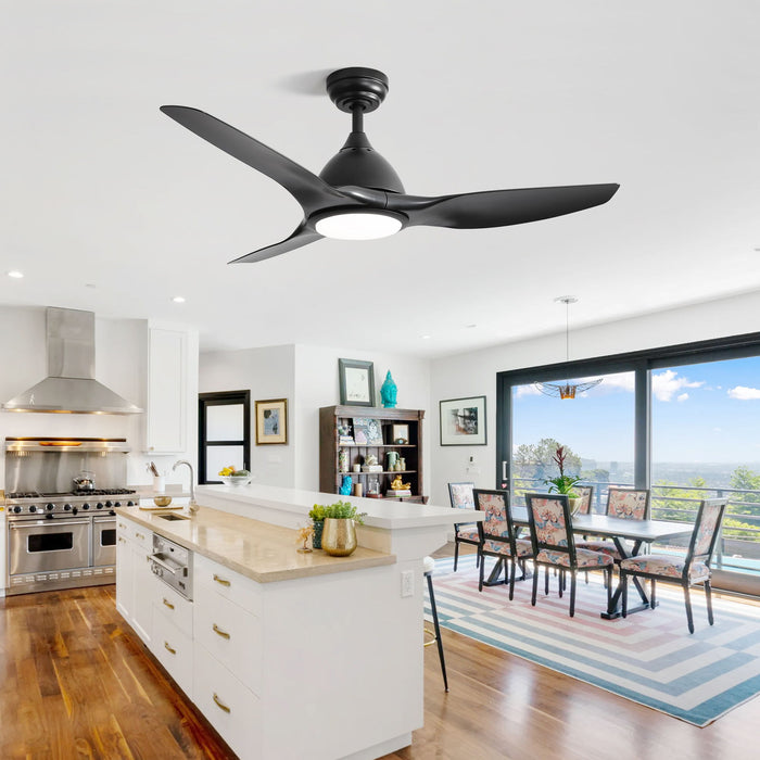 Modern Ceiling Fan With 22W Led Light, 3 ABS Fan Blades Dc Motor Ceiling Fan For Bedroom Living Room