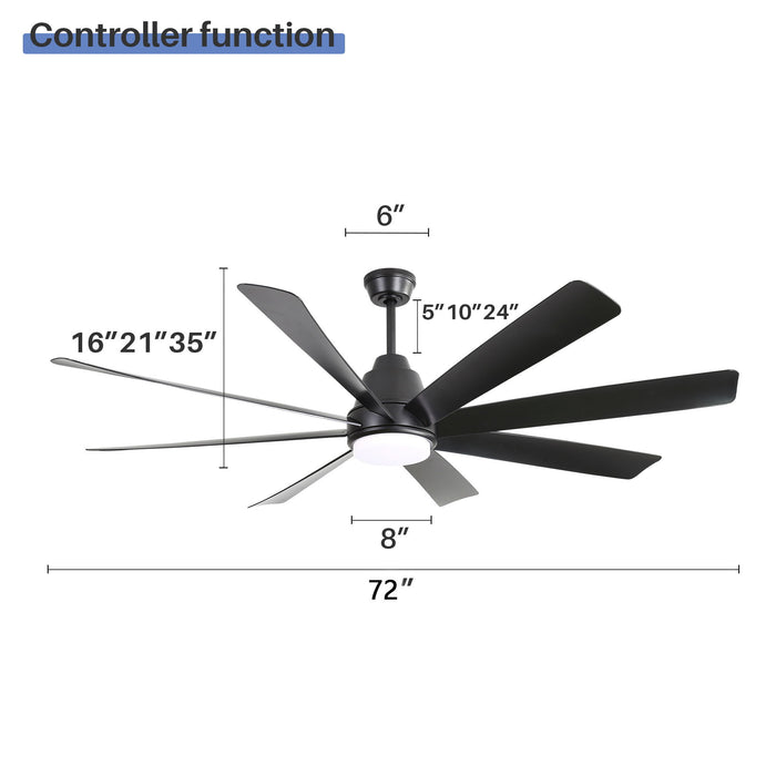 Large Ceiling Fans With Lights And Remote Control 6 Wind Speed DC Motor For Living Room - Black