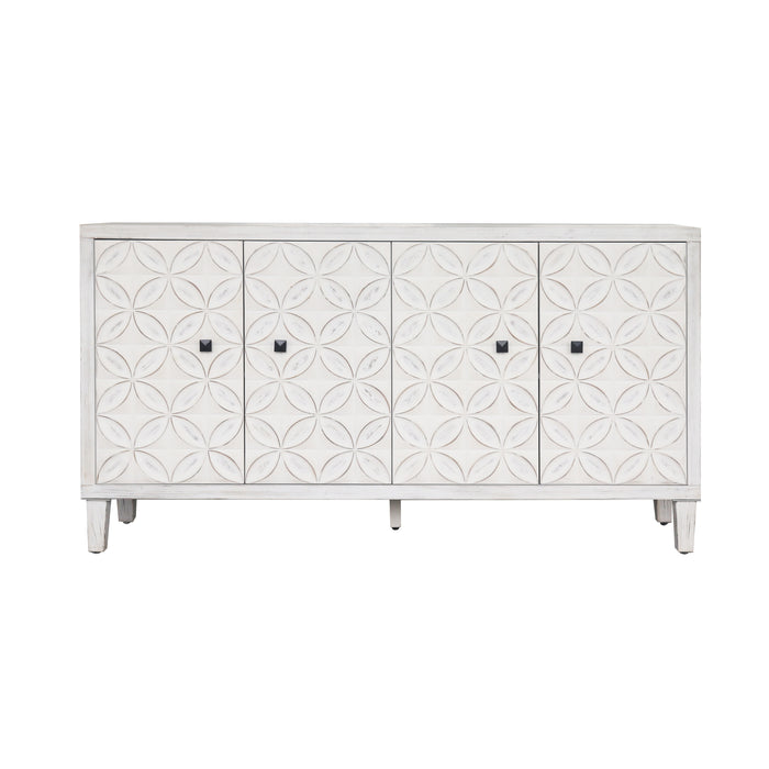 Accent Cabinet 4 Door Wooden Cabinet Sideboard Buffet Server Cabinet Storage Cabinet, For Living Room, Entryway, Hallway, Office, Kitchen And Dining Room - White Wash