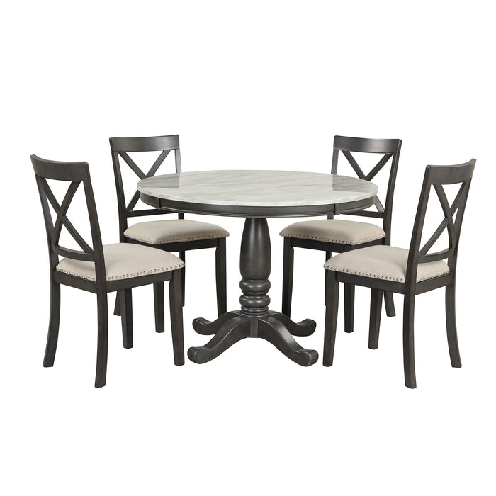 5 Pieces Dining Table And Chairs Set For 4 Persons, Kitchen Room Solid Wood Table With 4 Chairs