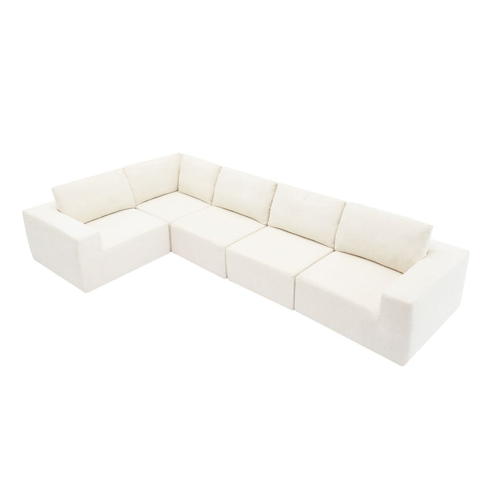 Modular L Shaped Sectional Sofa, Luxury Floor Couch Set, Upholstered Indoor Furniture, Foam - Filled Sleeper Sofa Bed For Living Room, Bedroom, 5 Pieces Free Combination