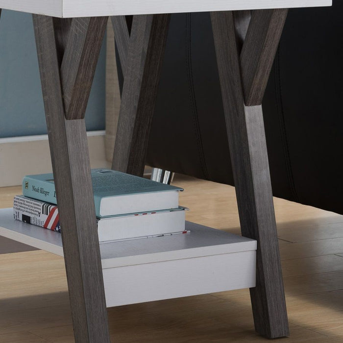 Modern End Table, Chair Side End Table For Living Room With Shelf Display
