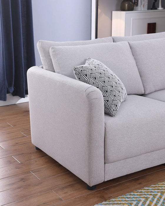 Penelope - Linen Fabric 4-Seater Sofa With Pillows - Light Gray