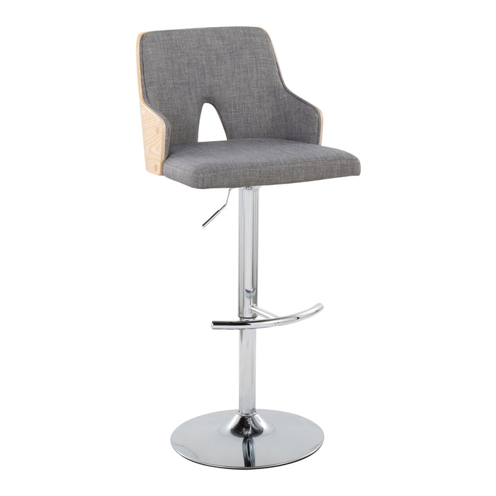 Stella - Contemporary Adjustable Barstool Stool With Swivel & Rounded T Footrest (Set of 2)