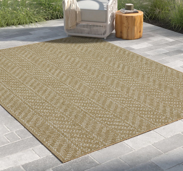 Earth - 2'7" X 7'3" Indoor, Outdoor Area Rug - Natural / White