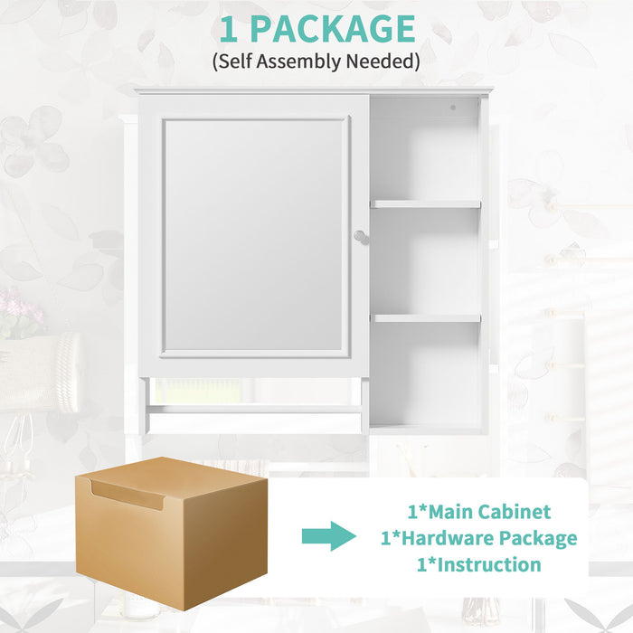 Wall Mounted Bathroom Storage Cabinet, Medicine Cabinets With Large Mirror Door, Adjustable Shelves And Three Open Storage Levels(Not Include Bathroom Vanity)