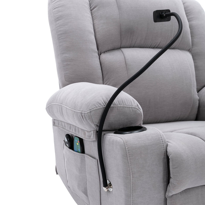 Power Lift Recliner Chair Electric Recliner For Elderly Recliner Chair With Massage And Heating Functions, Remote, Phone Holder Side Pockets And Cup Holders For Living Room