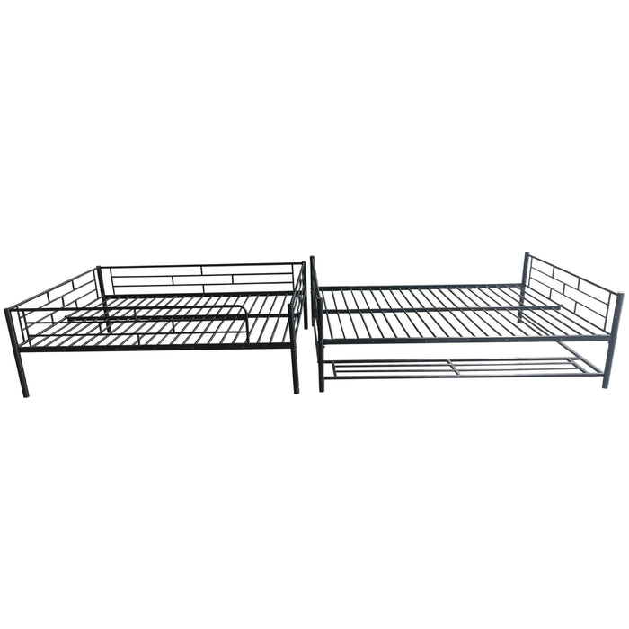 Metal Bunk Bed With Shelf And Guardrails