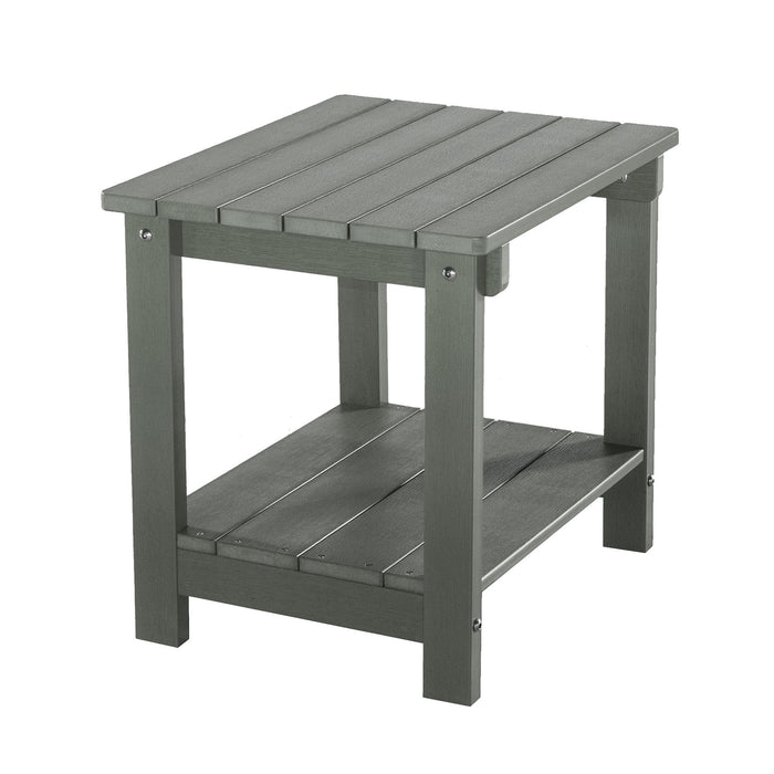 Key West - Weather Resistant Outdoor Indoor Plastic Wood End Table, Patio Rectangular Side Table - Gray