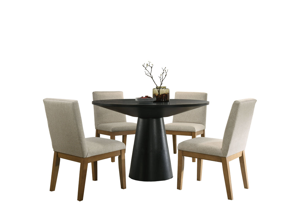 Jasper - 5 Piece Wide Contemporary Round Dining Table Set With Chairs - Black