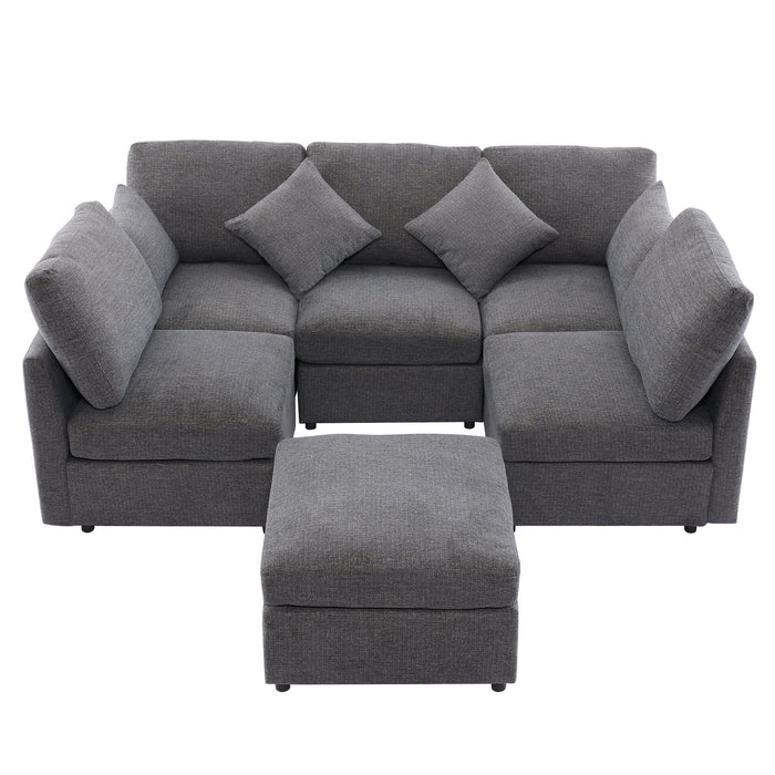 Sectional Sofa Modular Sofa U - Shaped Sofa Couch Sofa Bed L - Shaped Sofa With A Movable Ottoman And Two USB Ports For Living Room