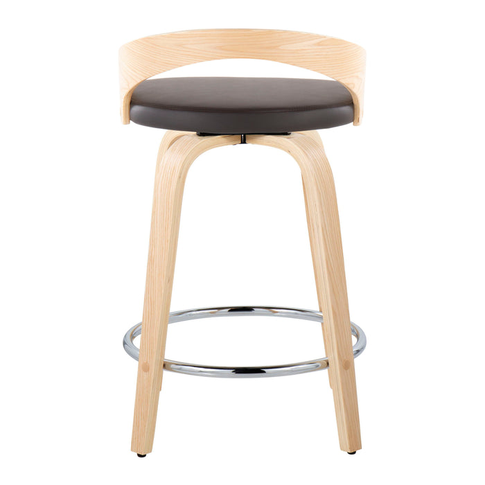 Grotto - Contemporary Fixed Height Counter Stool & Swivel, Round Footrest (Set of 2)