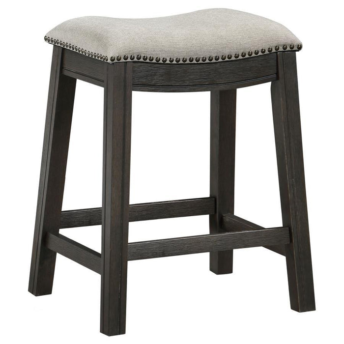 Elliston - Backless Counter Height Saddle Bar Stool (Set of 2) - Dark Grey And Beige