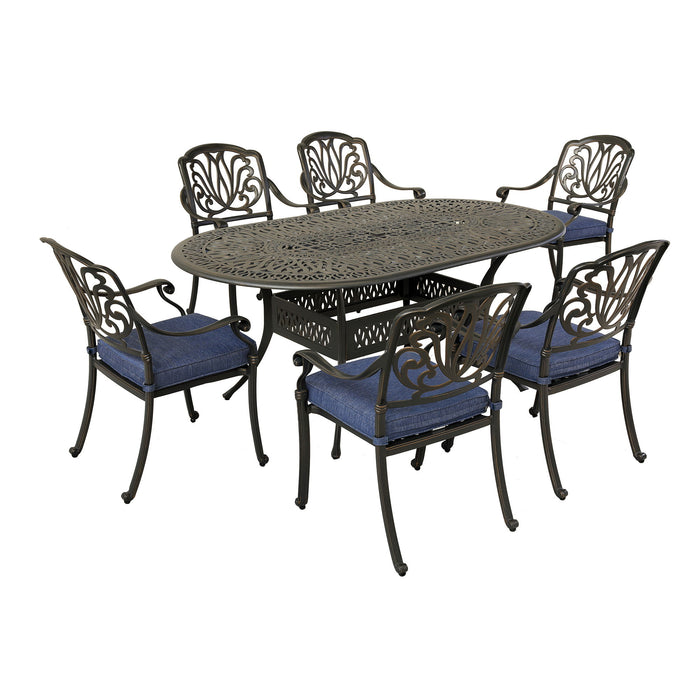 Oval Aluminum Dining Set With Cushions