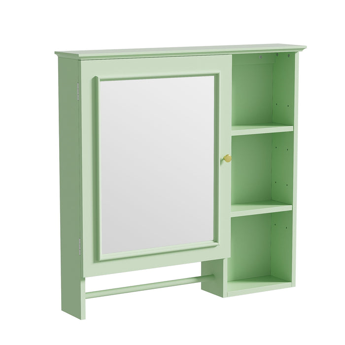 Wall Mounted Bathroom Storage Cabinet, Medicine Cabinets With Large Mirror Door, Adjustable Shelves And Three Open Storage Levels(Not Include Bathroom Vanity)