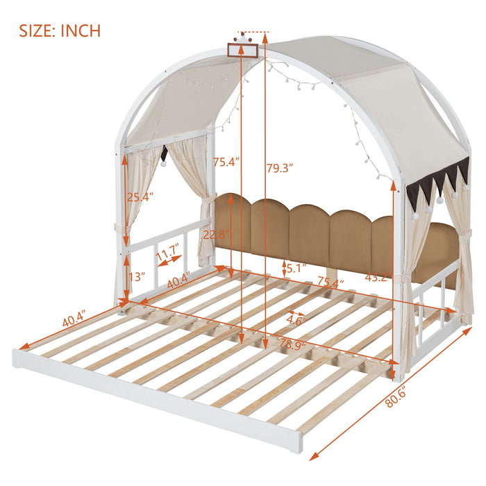 Extended Bed With Arched Roof And Trundle