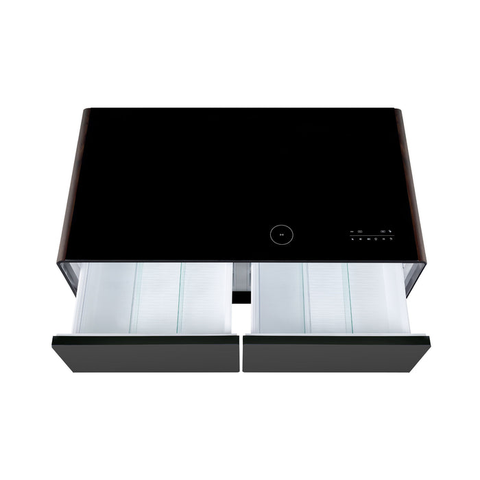 Modern Smart Coffee Table With Built-In Fridge, Bluetooth Speaker, Wireless Charging Module, Touch Control Panel, Power Socket, USB Interface, Outlet Protection, Atmosphere Light