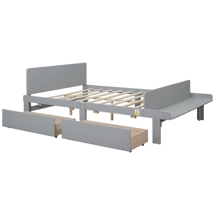 Bed With Footboard Bench, 2 Drawers