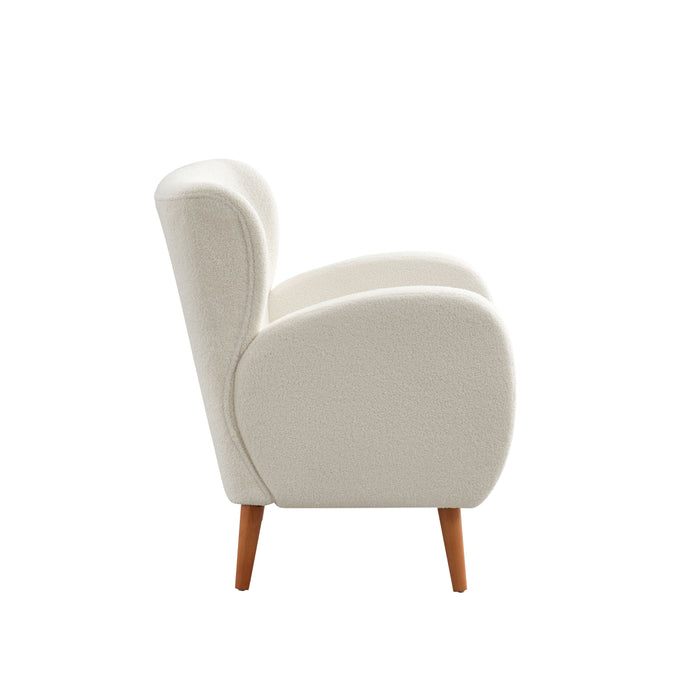 Modern Wing Back Lounge Chair Stylish Design, Soft Fabric, Solid Wood Legs, Durable Frame