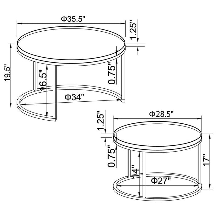 Rodrigo - 2 Piece Round Nesting Tables - Weathered Elm