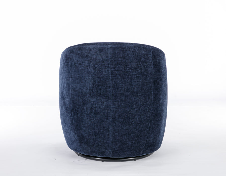 Chenille Fabric Swivel Accent Armchair Barrel Chair With Powder Coating Metal Ring