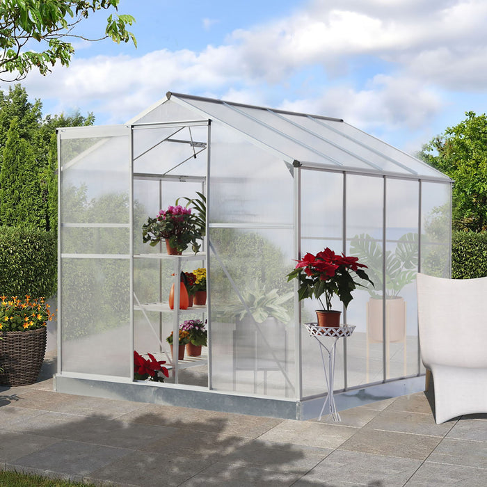 Polycarbonate Greenhouse, Heavy Duty Walk In Plant Garden Greenhouse For Backyard / Outdoor - Silver