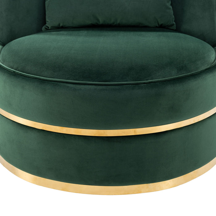 360° Swivel Accent Chair Velvet Modern Upholstered Barrel Chair Over-Sized Soft Chair With Seat Cushion For Living Room