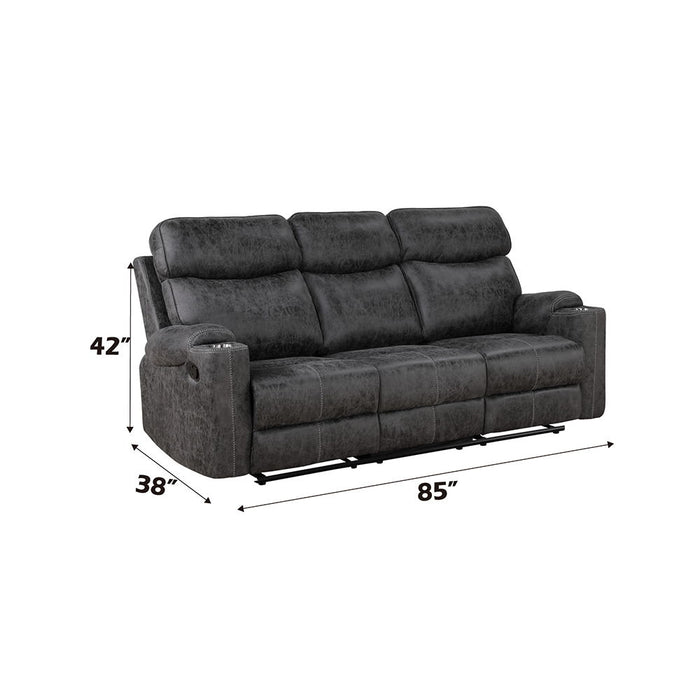 Hirah - Motion Sofa - Dark Gray Polish Microfiber