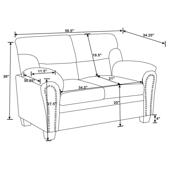 Clementine - Upholstered Padded Arm Sofa Set