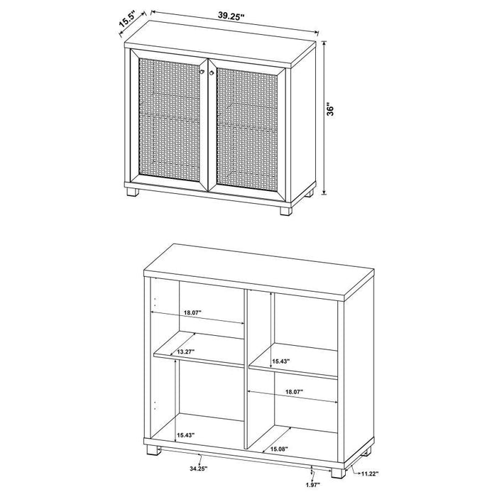 Mchale - Accent Cabinet With Two Mesh Doors - Golden Oak