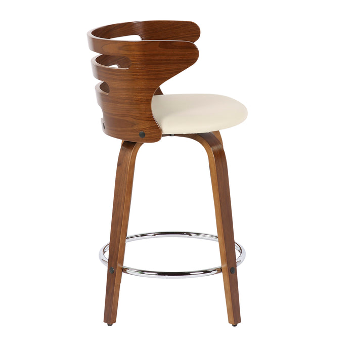 Cosini - Mid Century Modern Fixed Height Counter Stool With Footrest With Swivel (Set of 2)