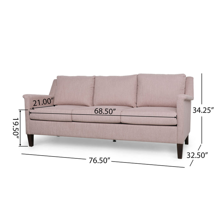 Comfy 3 Seat Sofa With Wooden Legs, For Living Room And Study - Light Pink