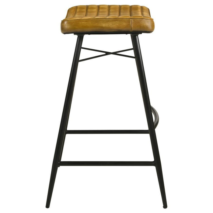 Bayu - Leather Upholstered Saddle Seat Backless Bar Stool (Set of 2)