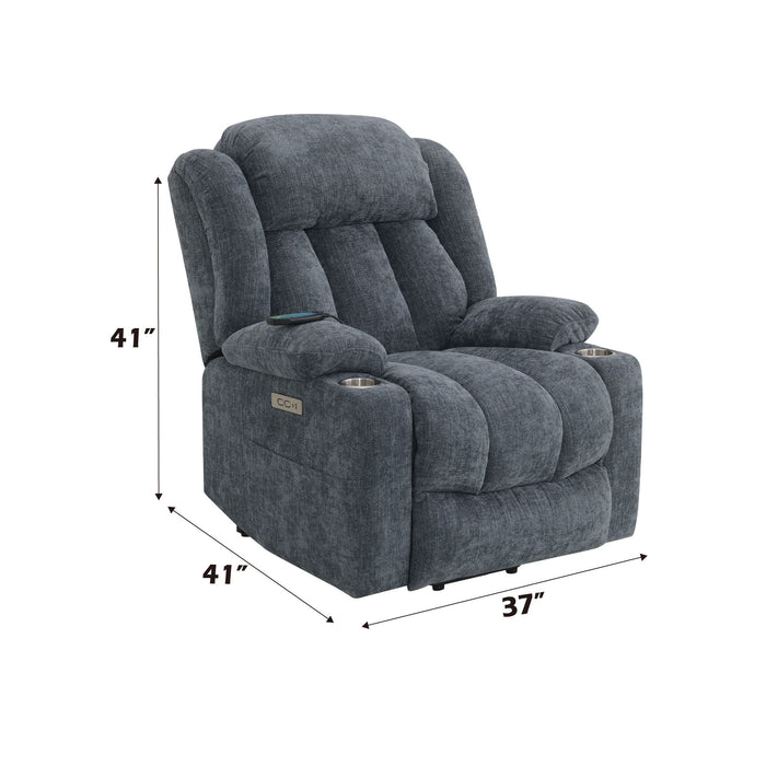 Omarion - Chenille Power Motion Recliner With Lift Heating Massage Function - Blue