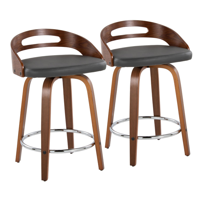 Cassis - Mid Century Modern Fixed Height Counter Stool With Swivel With Round Footrest (Set of 2)