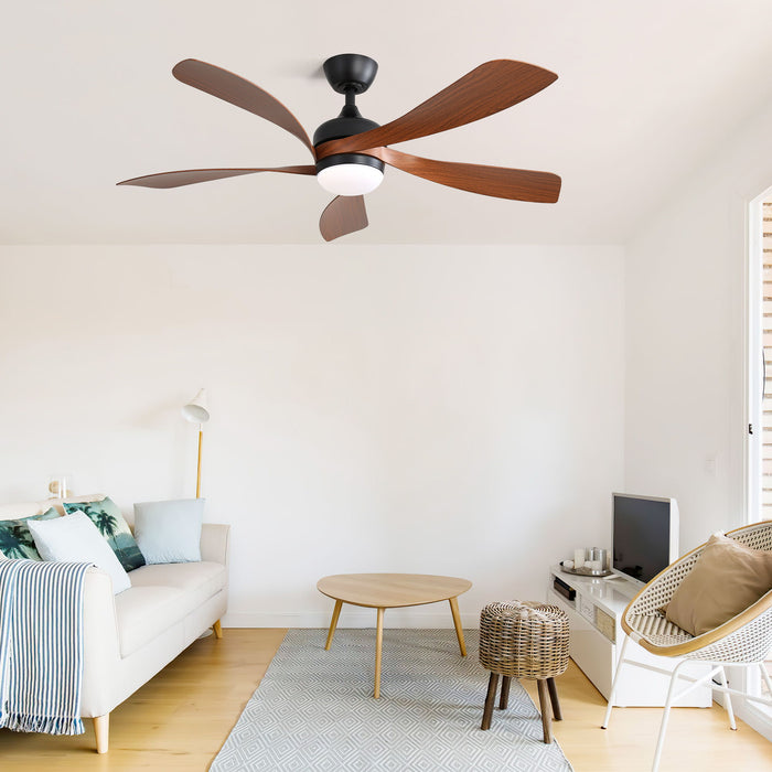 Modern Ceiling Fan With 3 Color Dimmable Light 5 ABS Blades Smart Remote Control Reversible Dc Motor