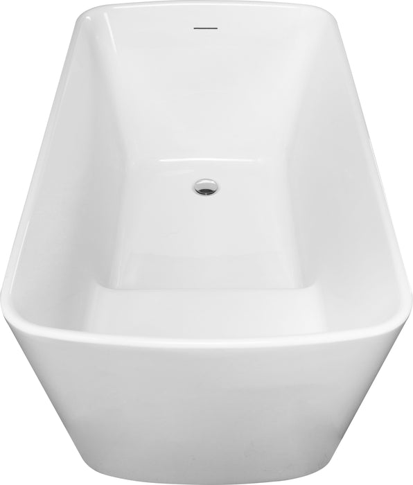 49'' Acrylic Freestanding Soaking Bathtub, Square-Shape Japanese Soaking Hot Tub, Sit-In Design With Chrome Overflow And Drain For Express Delivery 23Amazing-49 (W1920P179228) - Glossy White