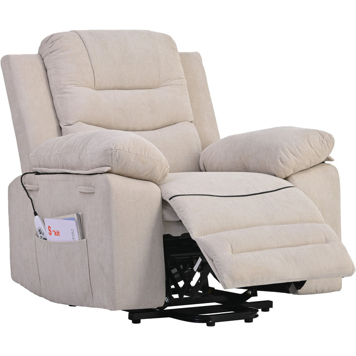 Massage Recliner, Power Lift Chair With Adjustable Massage And Heating Function, Recliner Chair With Infinite Position And Side Pocket For Living Room