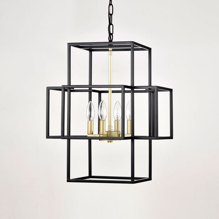 4 Light Metal Lantern Tiered Pendant Hanging Light Fixtures, Industrial Farmhouse Adjustable Height Chandeliers For Dining Room Hallway Foyer Entryway (E12 Bulbs Not Included)