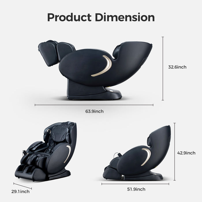 Bosscare - 3D Zero Gravity Massage Chair, Full Body Shiatsu Recliner With App