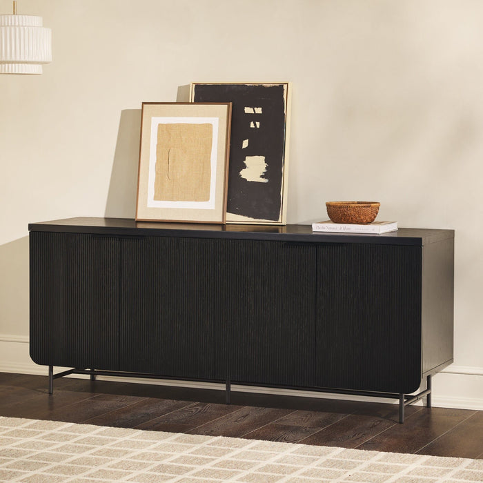 Modern Scandi Fluted Door Sideboard - Black