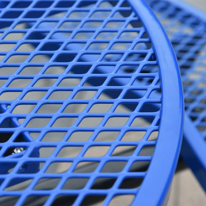 Round Outdoor Steel Picnic Table With Umbrella Pole